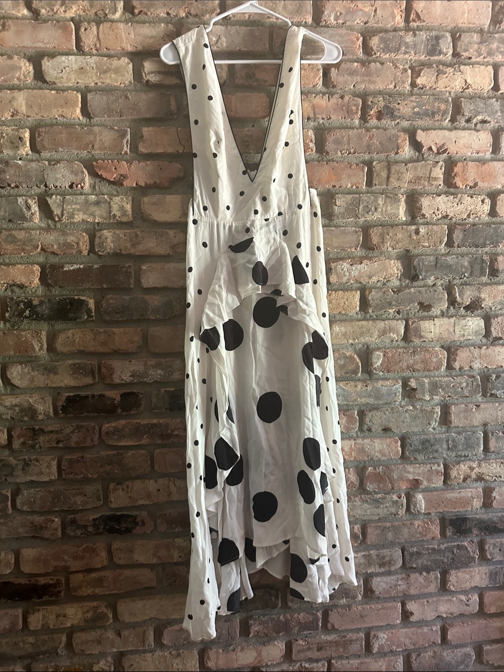 Topshop White and Black Polka Dot High-Low Dress